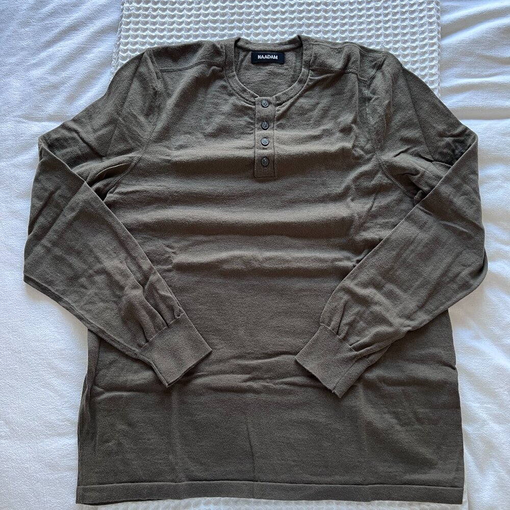 Men's Naadam Cotton Casmere Long Sleeve Henley - Picture 2 of 6